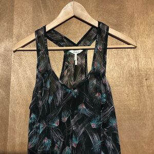 Lush Black Feather Print Tank Top